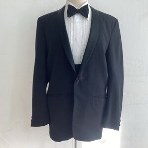 Palm Beach Celebrity Black Satin Collar Solid 1-Button Tuxedo Jacket 41R